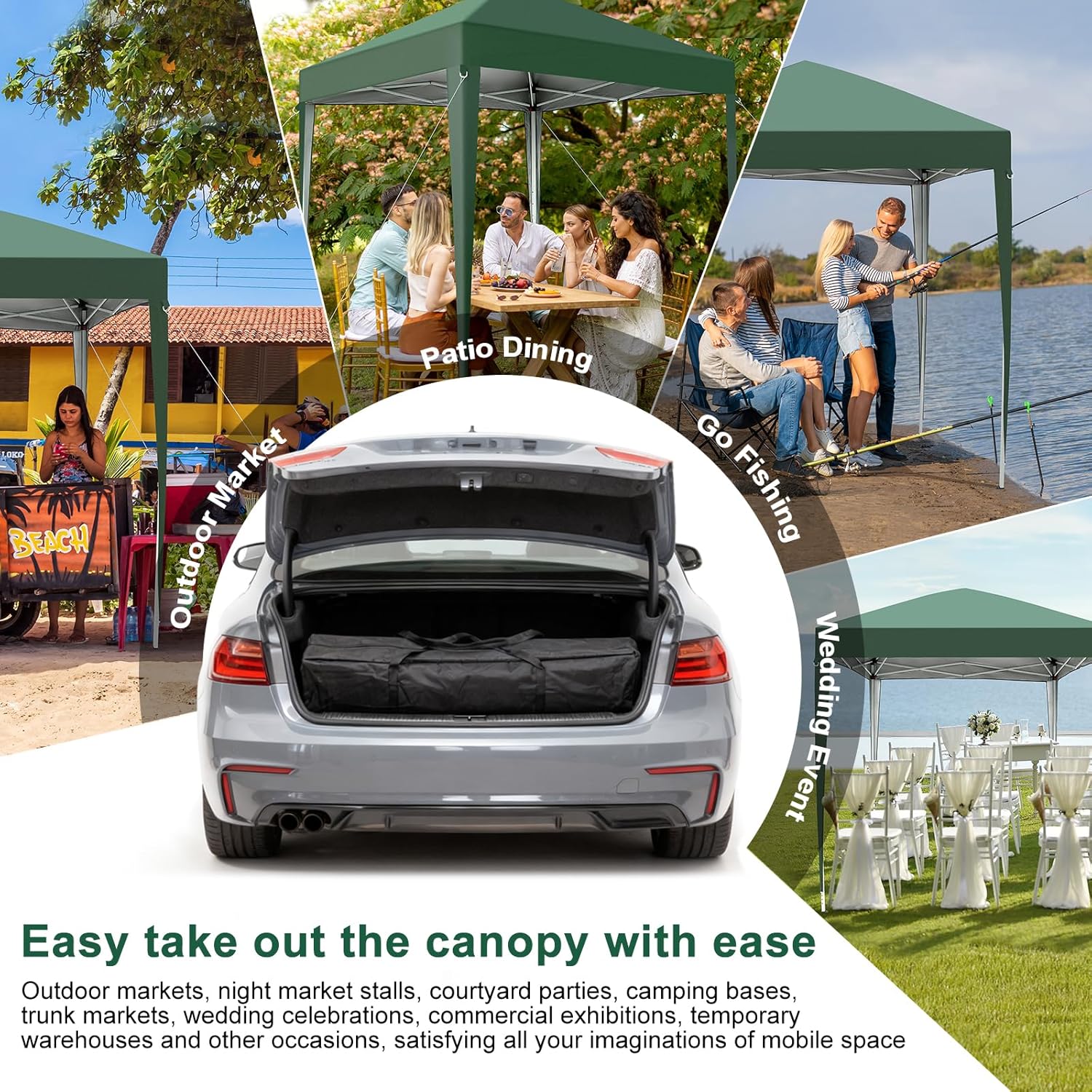 6.5x6.5ft Pop Up Canopy Tent Outdoor Instant Gazebo Portable Shelter with Carry Bag for Commercial Activity Party Wedding Events Birthday BBQ