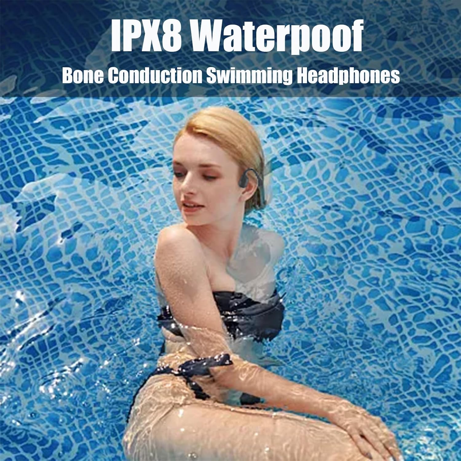 Bone Conduction Headphones Swimming Headphones Bone Conduction Wireless Earbuds Open Ear Headphones Underwater Headphones For Swimming Built-In Mic Sports Headset With 16G Memory Swimming gray