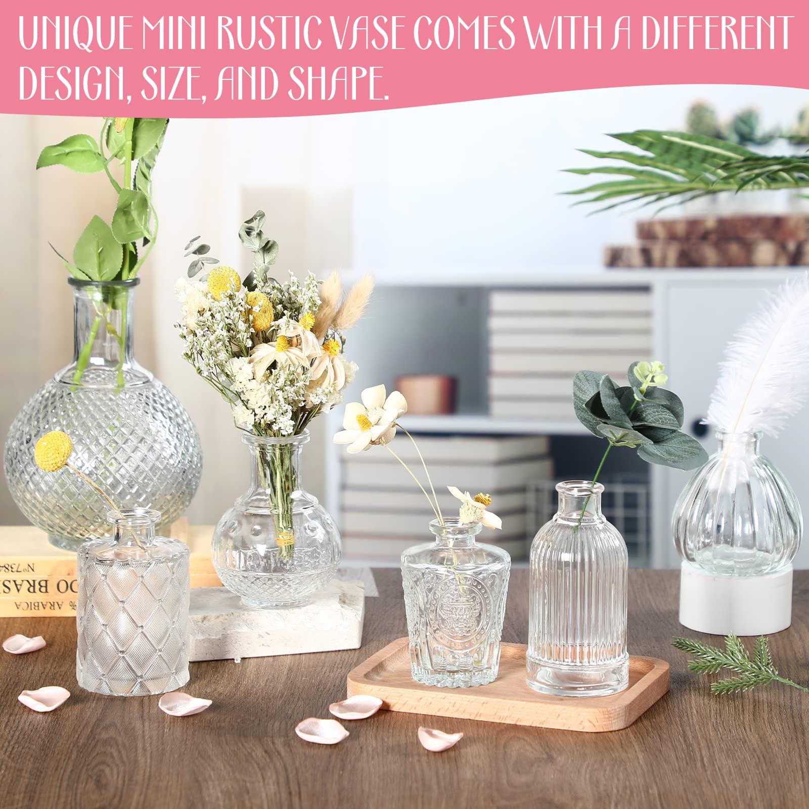 Amazon.co.jp: Potchen 15セット ガラス製つぼみ花瓶 クリア 小さな花