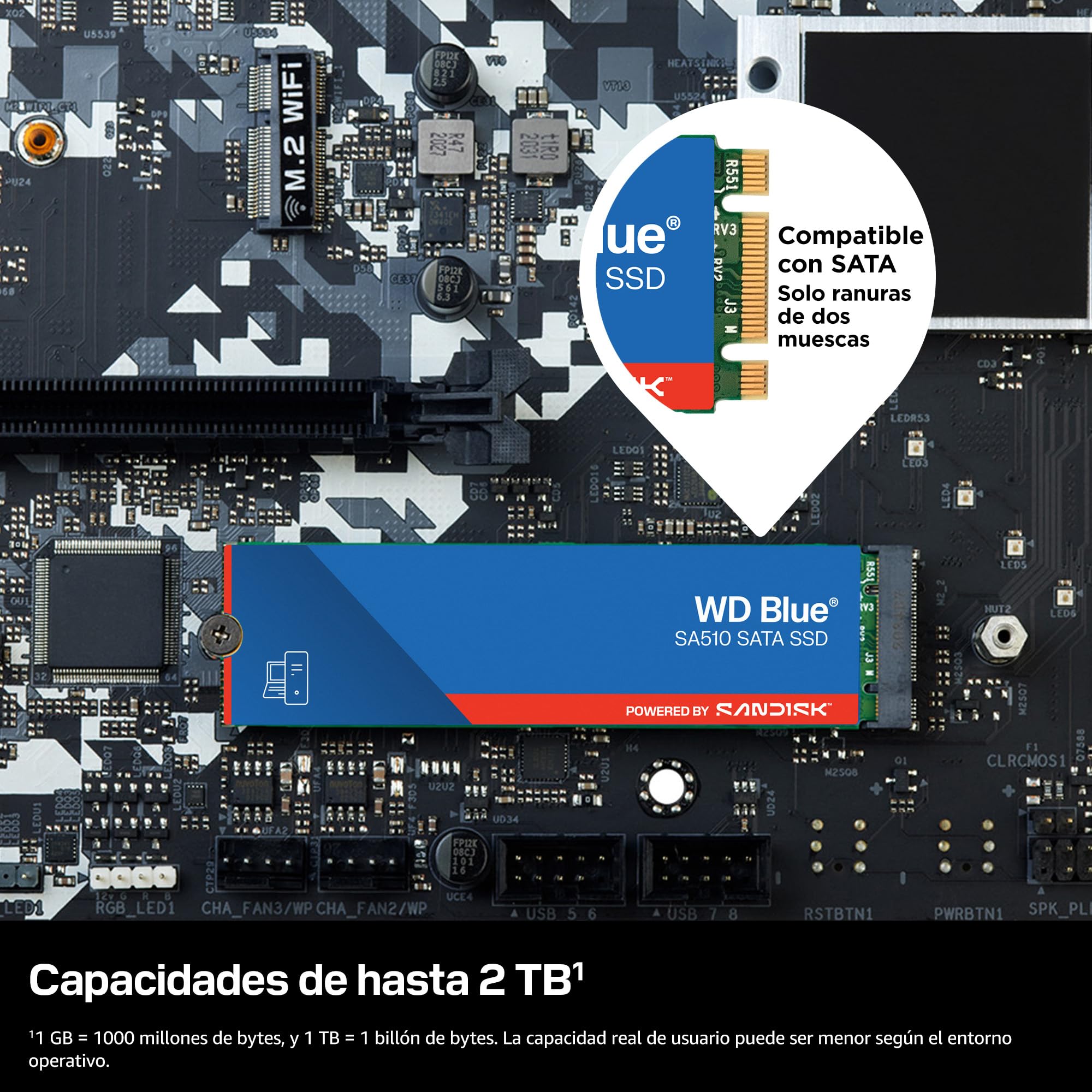 WD Blue SA510 500GB M.2 SATA Unidad de estado sólido SSD con hasta