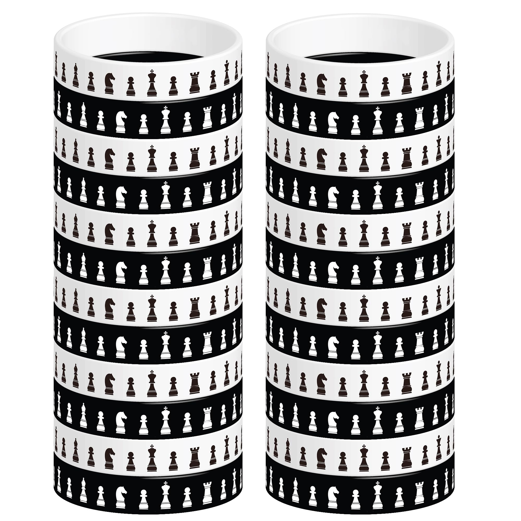24 Pcs Chess Theme Rubber Silicone Wristbands Chess Competition Decorations Birthday Party Favors Supplies Decorations