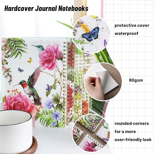 Miniatura 2 de HIBOX 4 cuadernos en espiral A5, cuadernos de tapa dura, 80 hojas160 páginas, cuaderno de rayas universitarias para escuela, oficina, hogar, regalos