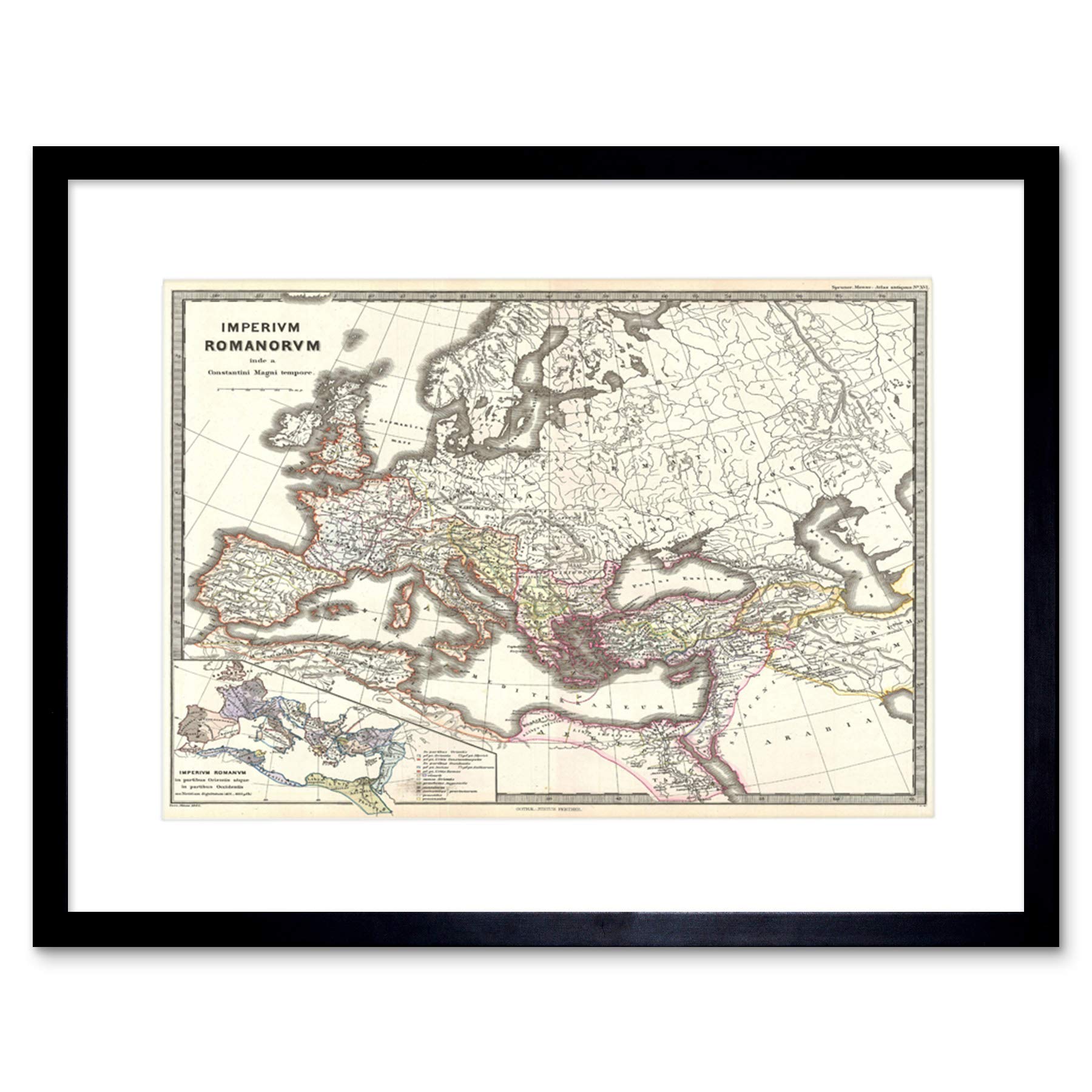 Wee Blue Coo 1865 Spruner Map The Roman Empire Under Constantine Vintage Art Framed Wall Art Print