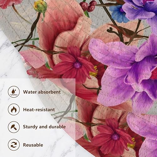 Miniatura 3 de Salvamanteles de 3 piezas para ollas y sartenes calientes con patrón de flores y hojas de acuarela, juego de salvamanteles para olla instantánea,