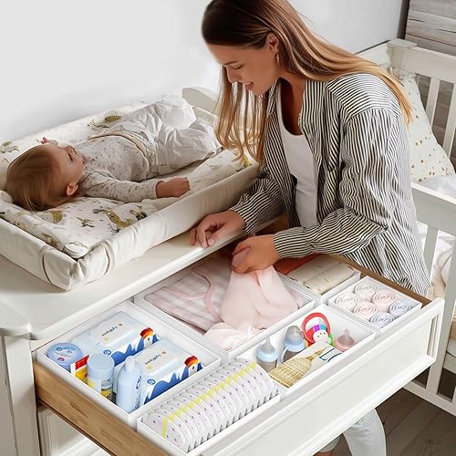 Miniatura 3 de DIMJ Organizador de cajones de ropa  Paquete de 20 contenedores organizadores de cajones de armario para almacenamiento de ropa de bebé, organizador