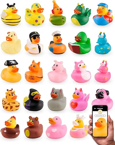 Jeep Ducks for Ducking  Patos surtidos para Jeeps  25 piezas de 2 pulgadas de patos de goma Jeep Ducking  Más la aplicación móvil oficial Duck Duck