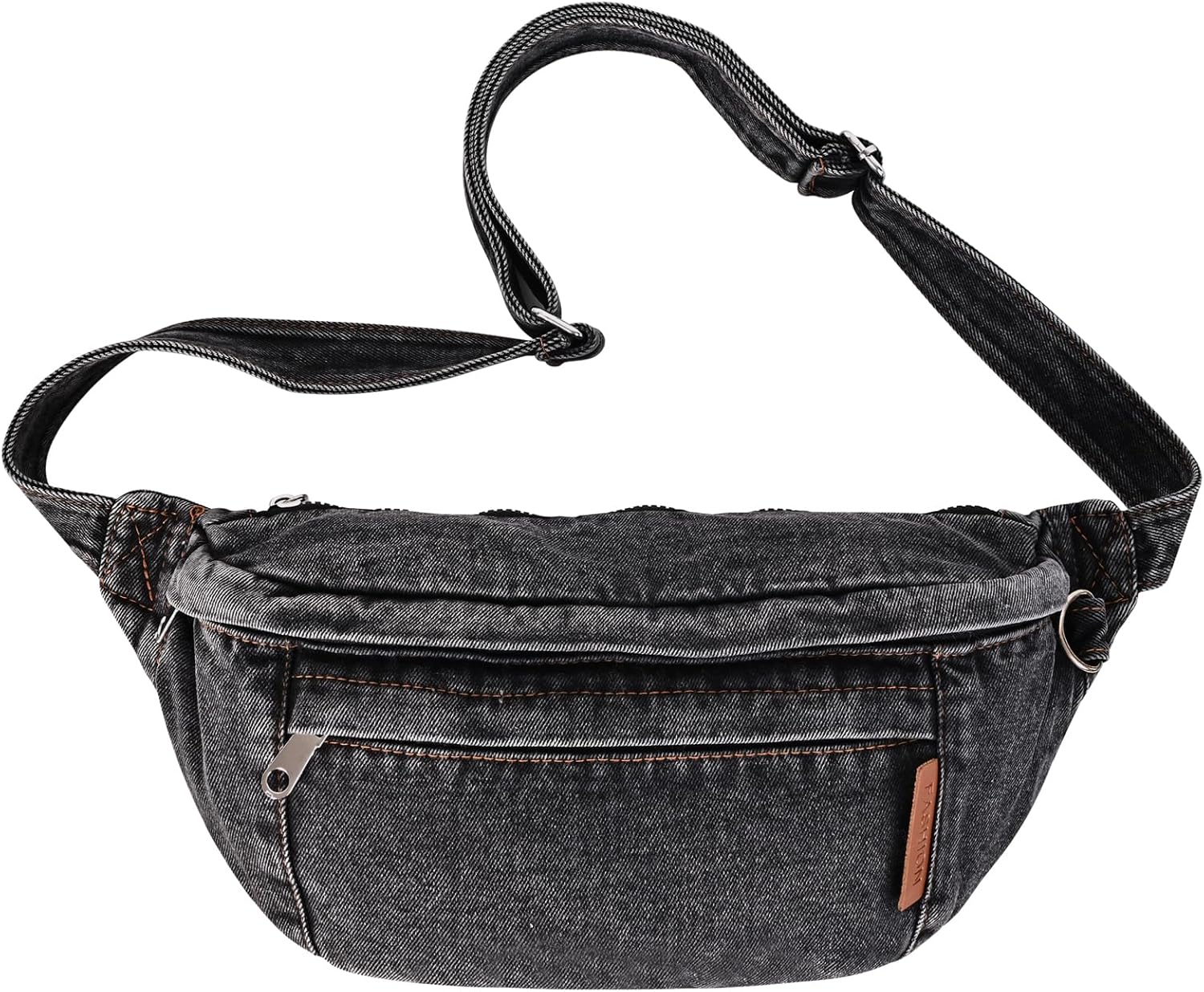 Denim Fanny Pack Large Chest Bag Jean Purses for Women Denim Purse Crossbody Bags with Adjustable Strap (Black)