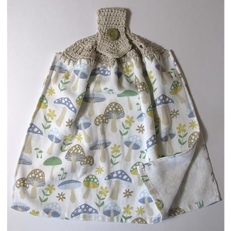 Colorful Mushrooms & Floral Double Thickness Towel