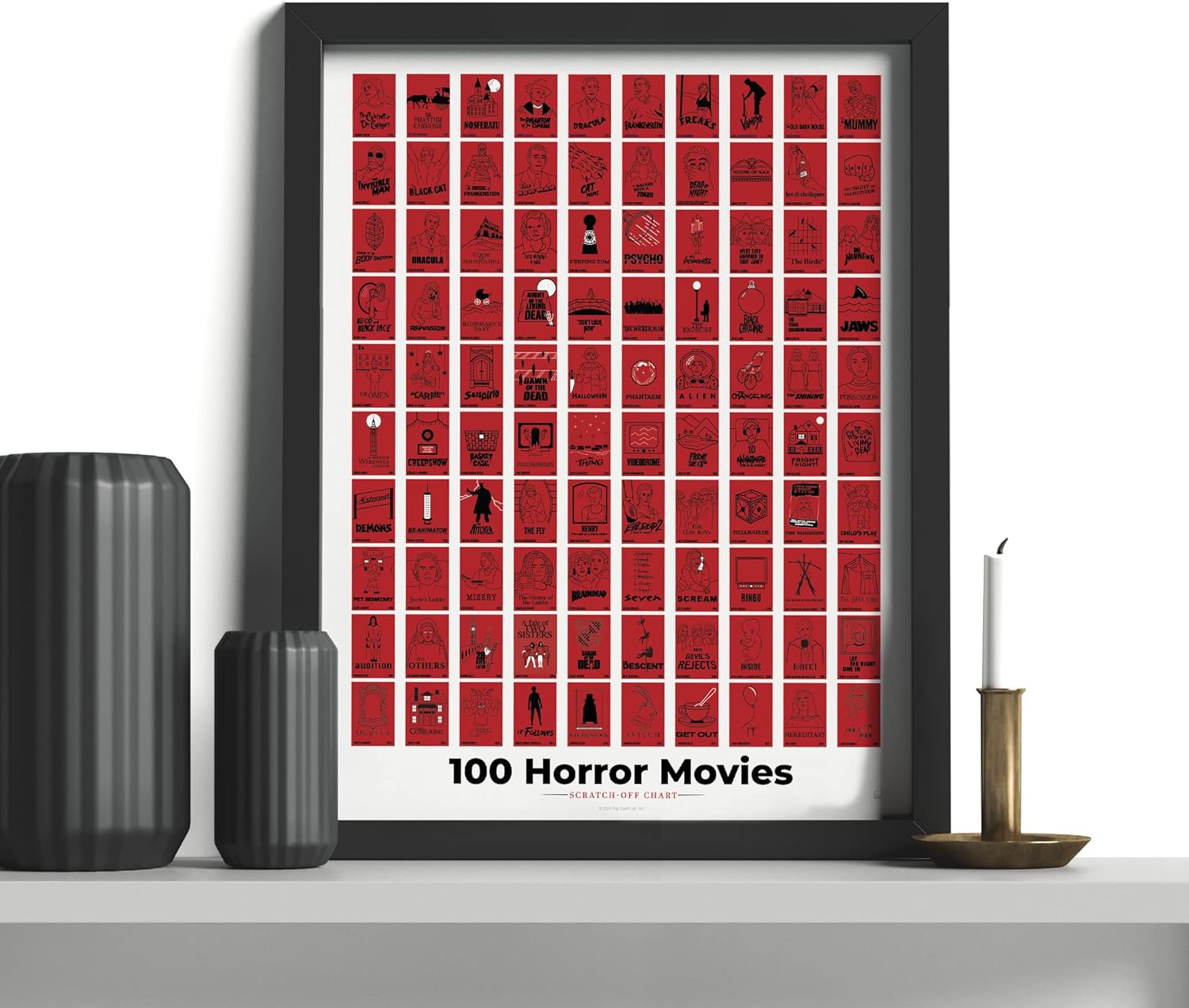 Pop Chart | 100 Horror Movies Scratch-Off Poster | 12" x 16" Wall Art | Horror Movie Decor for the Scary Movie Fan | 100% Made in the USA… - Image 6