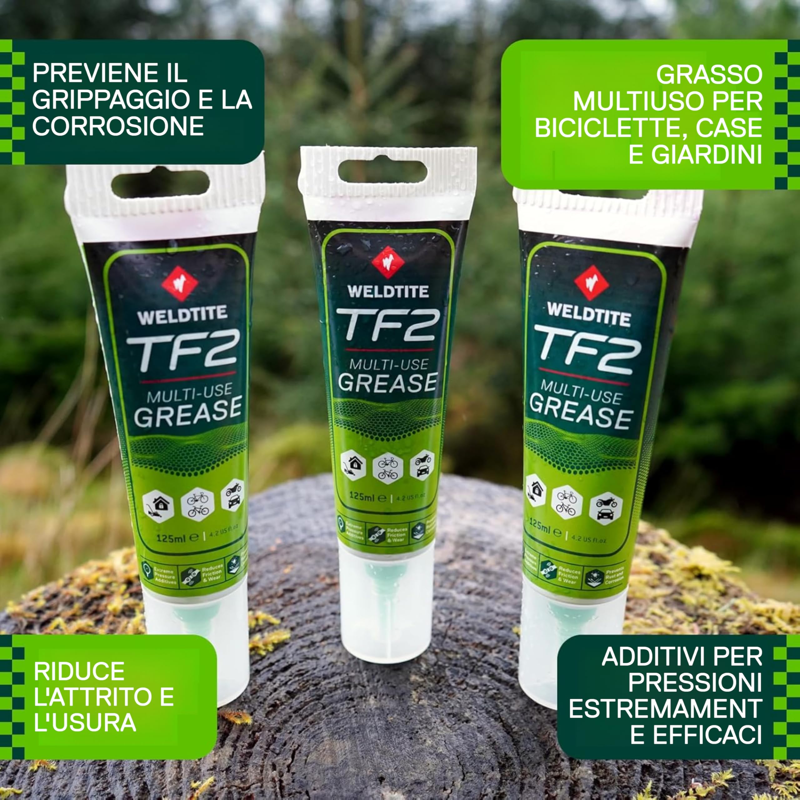 WELDTITE Grasso multiuso per bici (125 ml) - Ideale per serie sterzo, movimenti centrali, mozzi, pedali e sistemi di sospensione