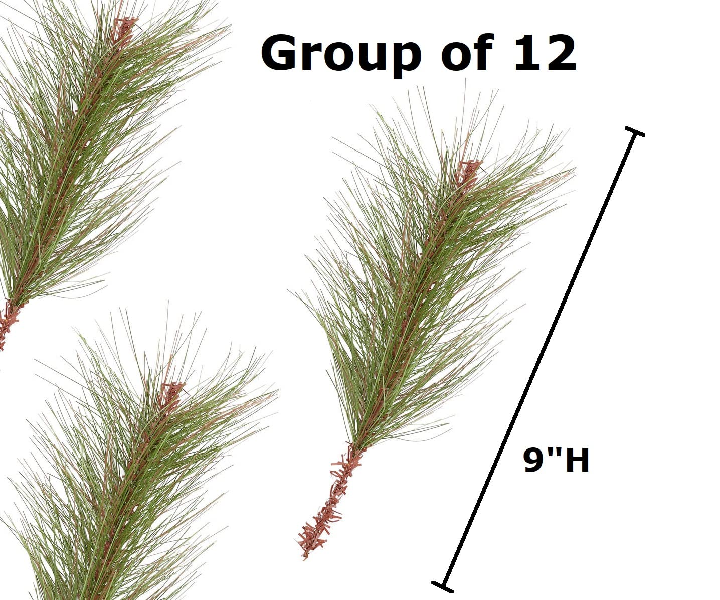 Pack of 12 Artificial Bristol Pine Picks by Factory Direct Craft - Holiday Greenery for Christmas Arrangements and Winter Decorations (9 Inches)