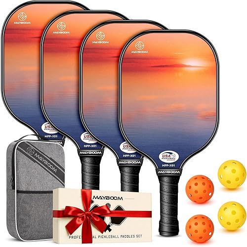 Miniatura 22 de Mayboom Juego de 2 o 4 palas de pickleball aprobadas por USAPA con 4 bolas de pickleball y bolsa de pickleball, raquetas de fibra de vidrio, paquete