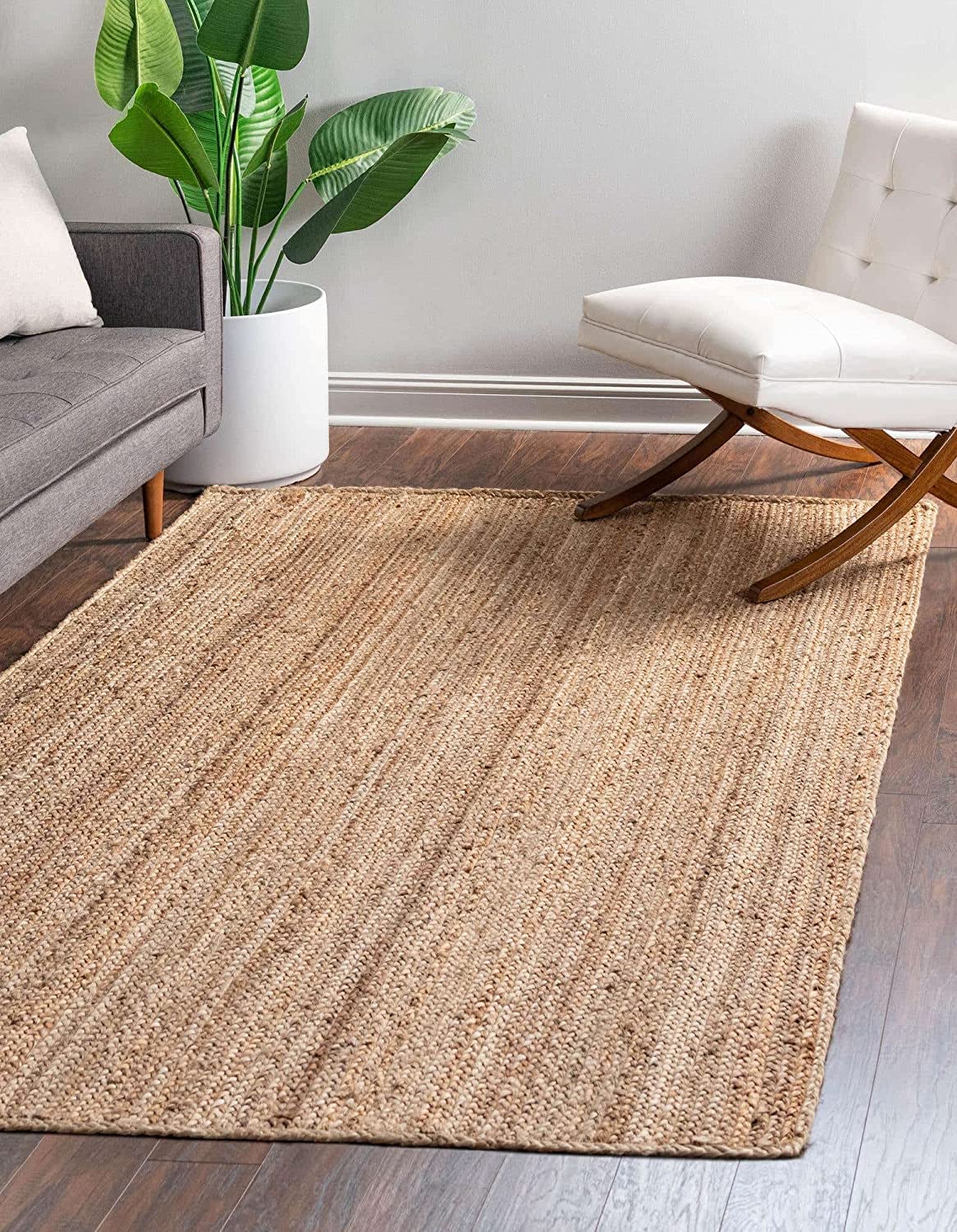 Housine® Jute Rug,Natural Jute fibers, Hand-Knotted, Soft Rug and high Durability, for Living Room, Dining Room, Bedroom, Corridor - Natural (RUGS02, 4 feet x 6 feet - Carpet)-image-4