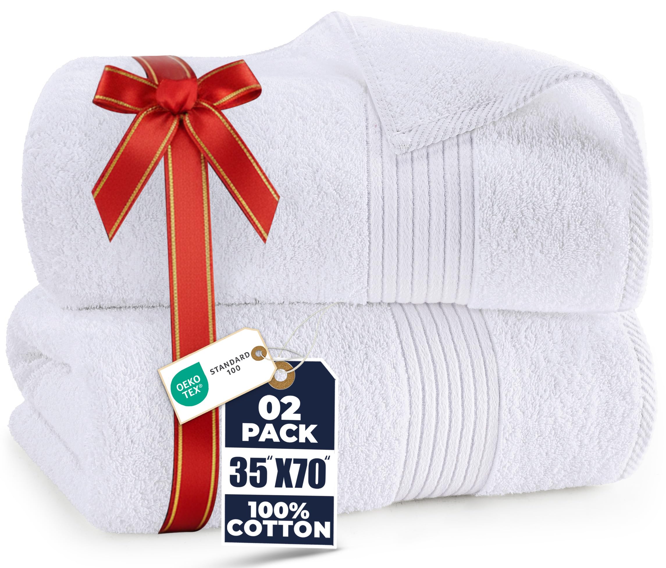 Utopia Towels Extra Large Bath Sheets 2 Pack, 35 by 70 Inches,100% Cotton Highly Absorbent & Quick Dry Bath Towel for Adults, Super Soft Towel, White
