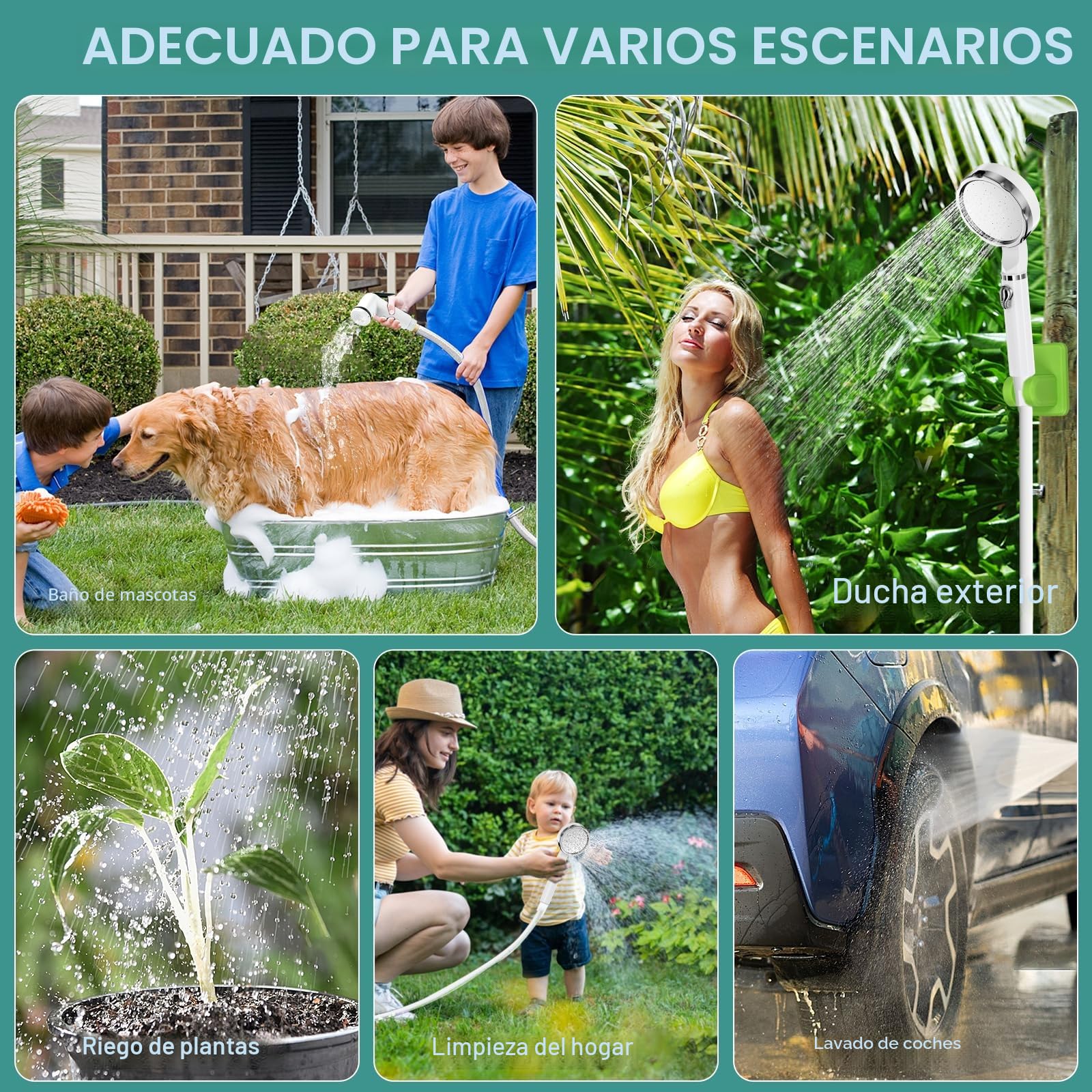 Ducha Portatil Camping, Ducha Camper Mejorada con Pantalla de Temperatura y Potencia, Eléctrico Portátil Recargable Ducha con 6000mAh Batería para Camping, Plantas de Jardín,Coche, Lavar al Perro