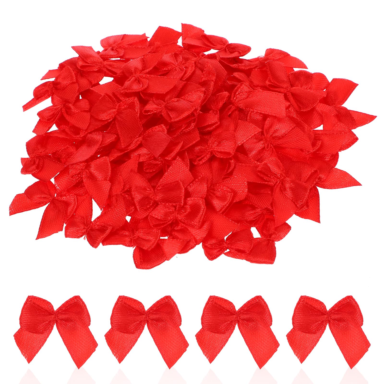 JIYIN 100 mini fiocchi in raso, 4 x 1 cm, per fai da te, piccoli fiocchi per cucito, scrapbooking, Natale, matrimoni, confezioni regalo, caramelle, decorazioni (bianco