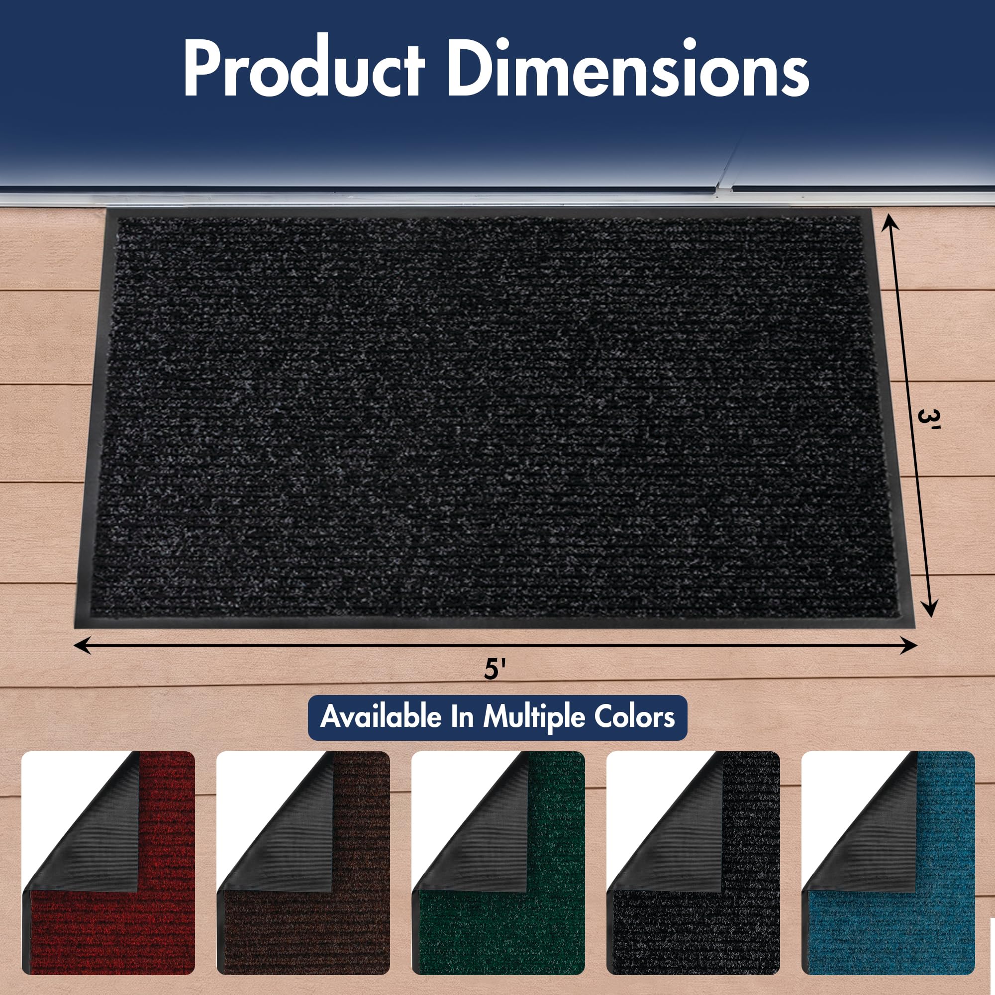 Notrax 109 Industrial Door Mat, 3' x 5' Charcoal, Made in the USA — Amazon image 2