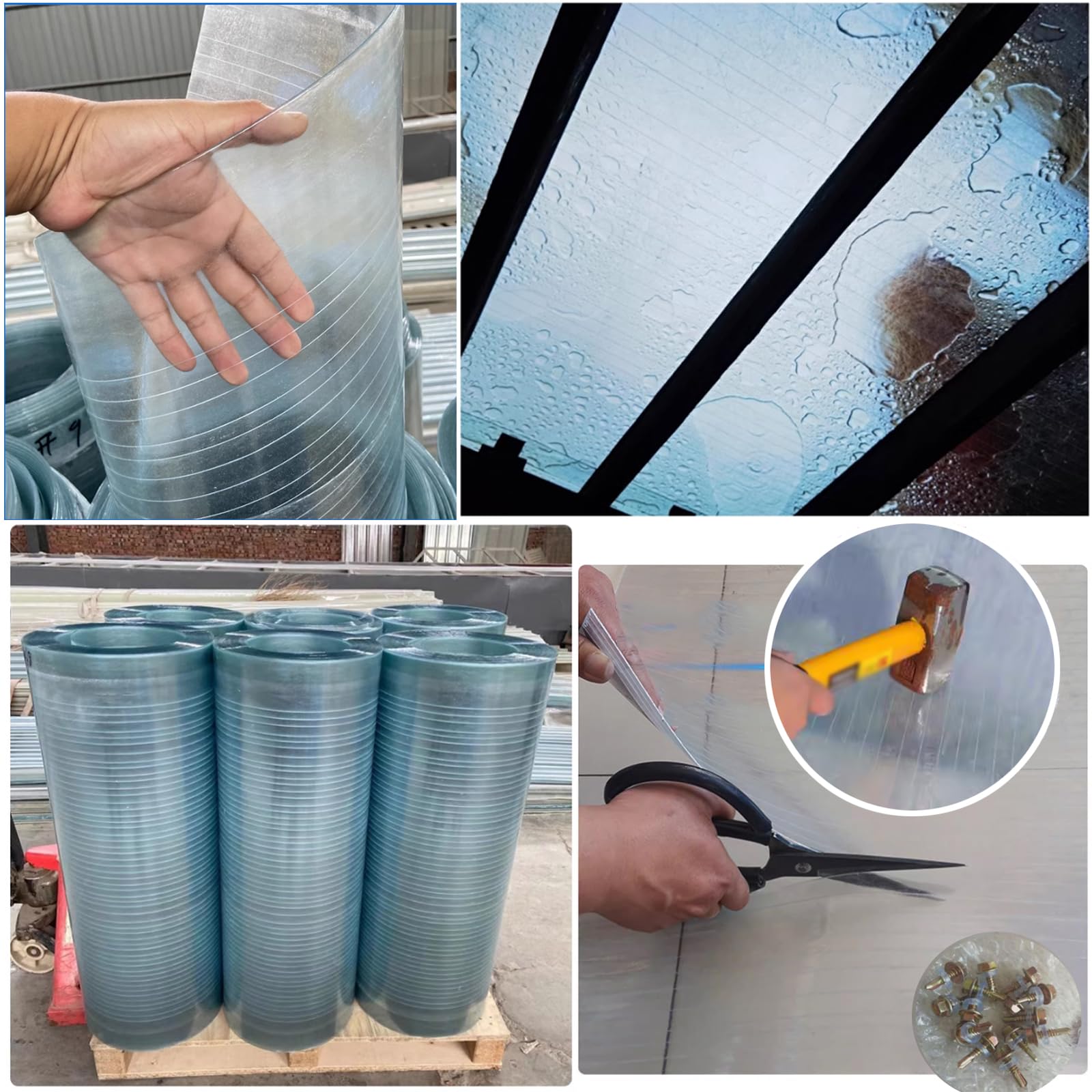 Placas de Policarbonato Planchas Transparente e Impermeable 1,2 mm Espesor Paneles para Tejado,Marquesinas Exterior para Patio Invernadero,con Tornillos,Personalizable (1,5m x 8m)