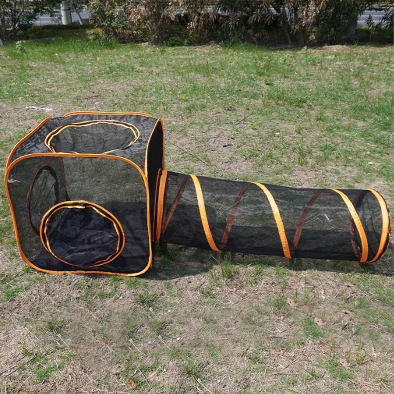 Túnel de recinto para gatos, portátil, para gatos, conejos, animales pequeños, tienda de campaña de malla para interior y exterior, diversión