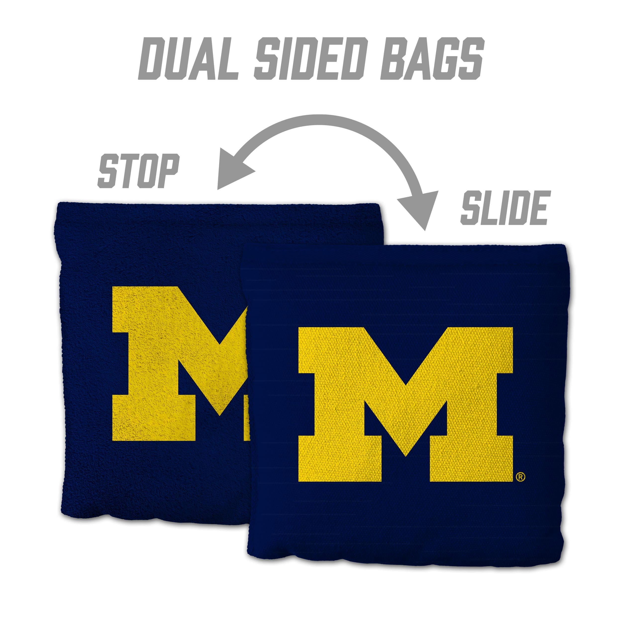 YouTheFan NCAA Set mit 8 Cornhole Bags – Allwetter-doppelseitiges Slide & Stop – reguläre Größe mit Tragetasche