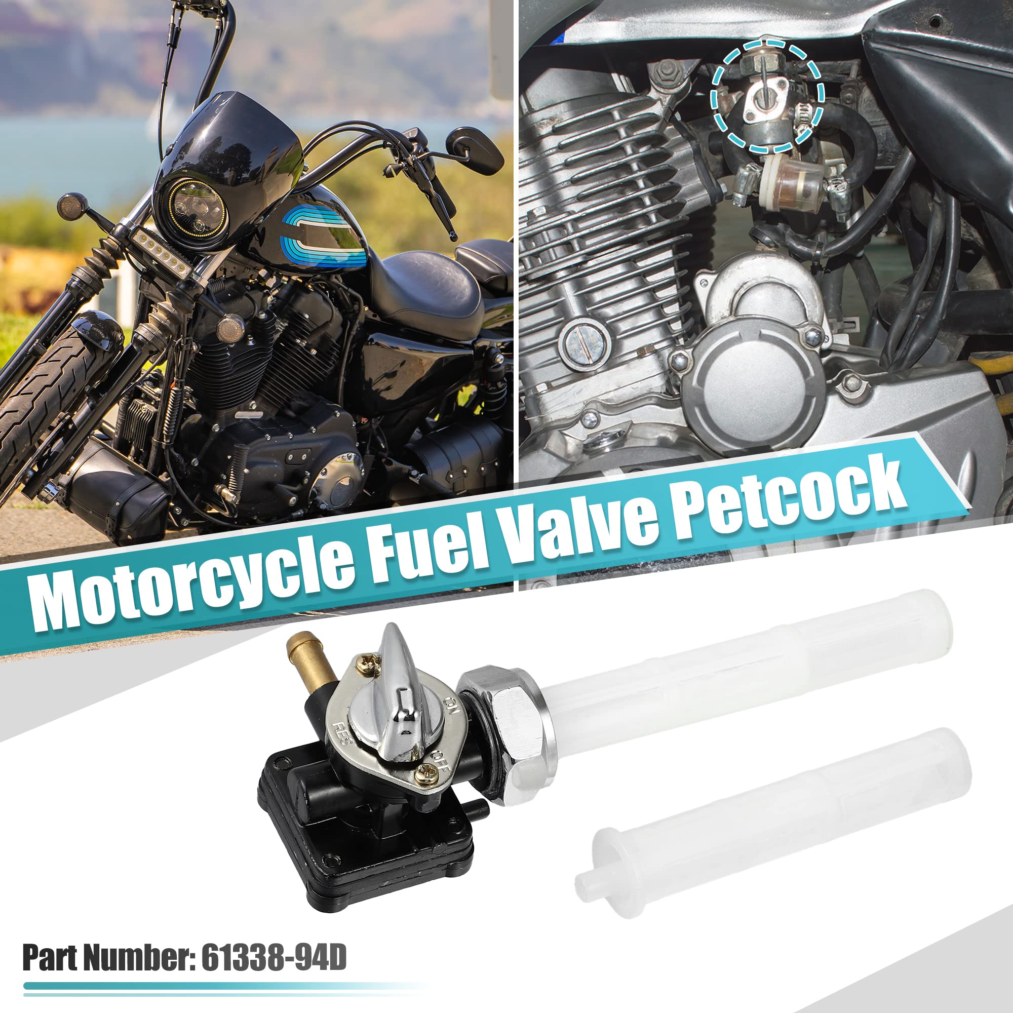 X AUTOHAUX Kraftstoffventil Petcock Für Harley Night Train 99-01 1pc | Für Harley-Davidson FXST/FLST/FXD/FLT 1995-2001, OE 5KM-24500-10-00, Silber/Schwarz, Metall/Kunststoff, Inkl Filter