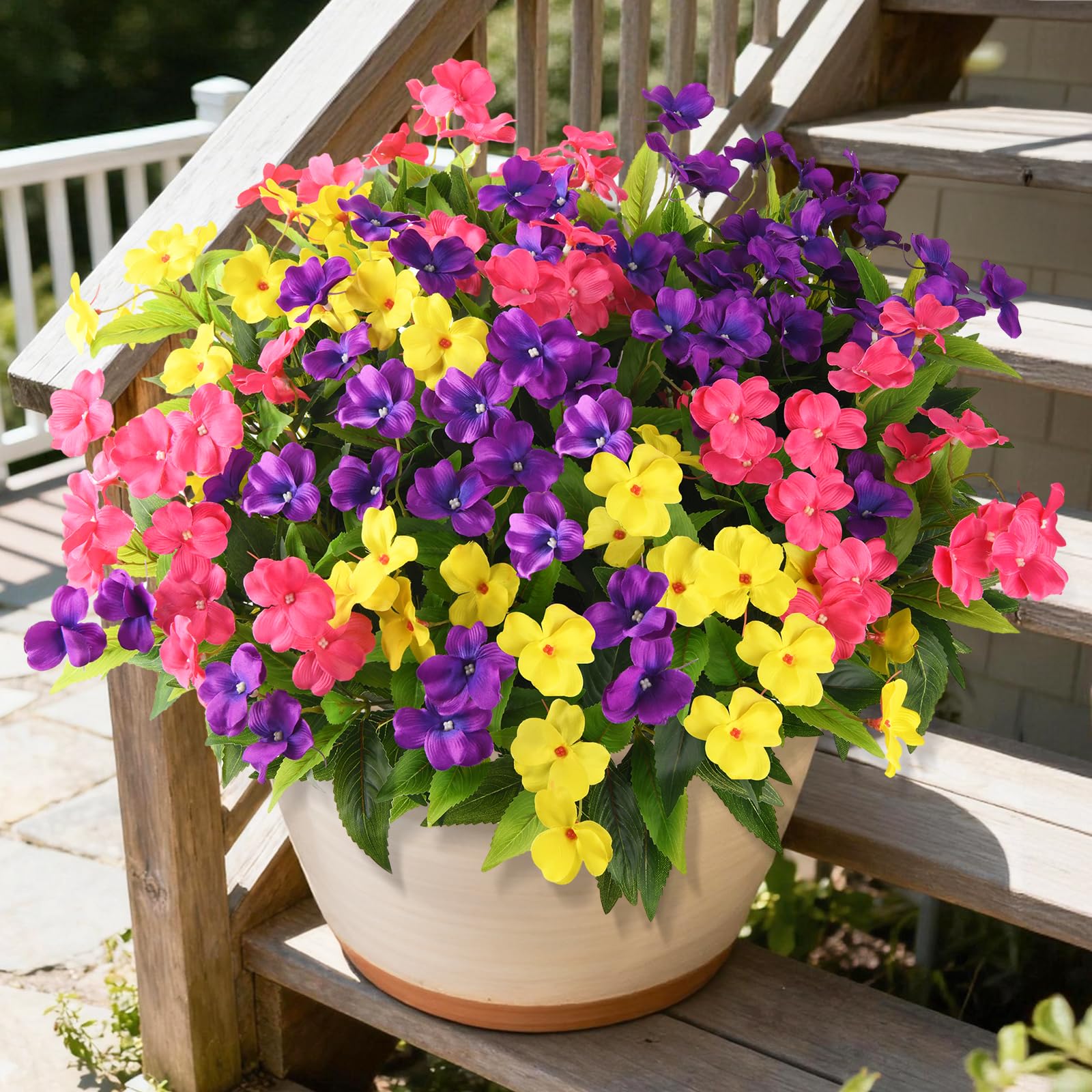 Artificial Impatiens Flowers 6 Bundles