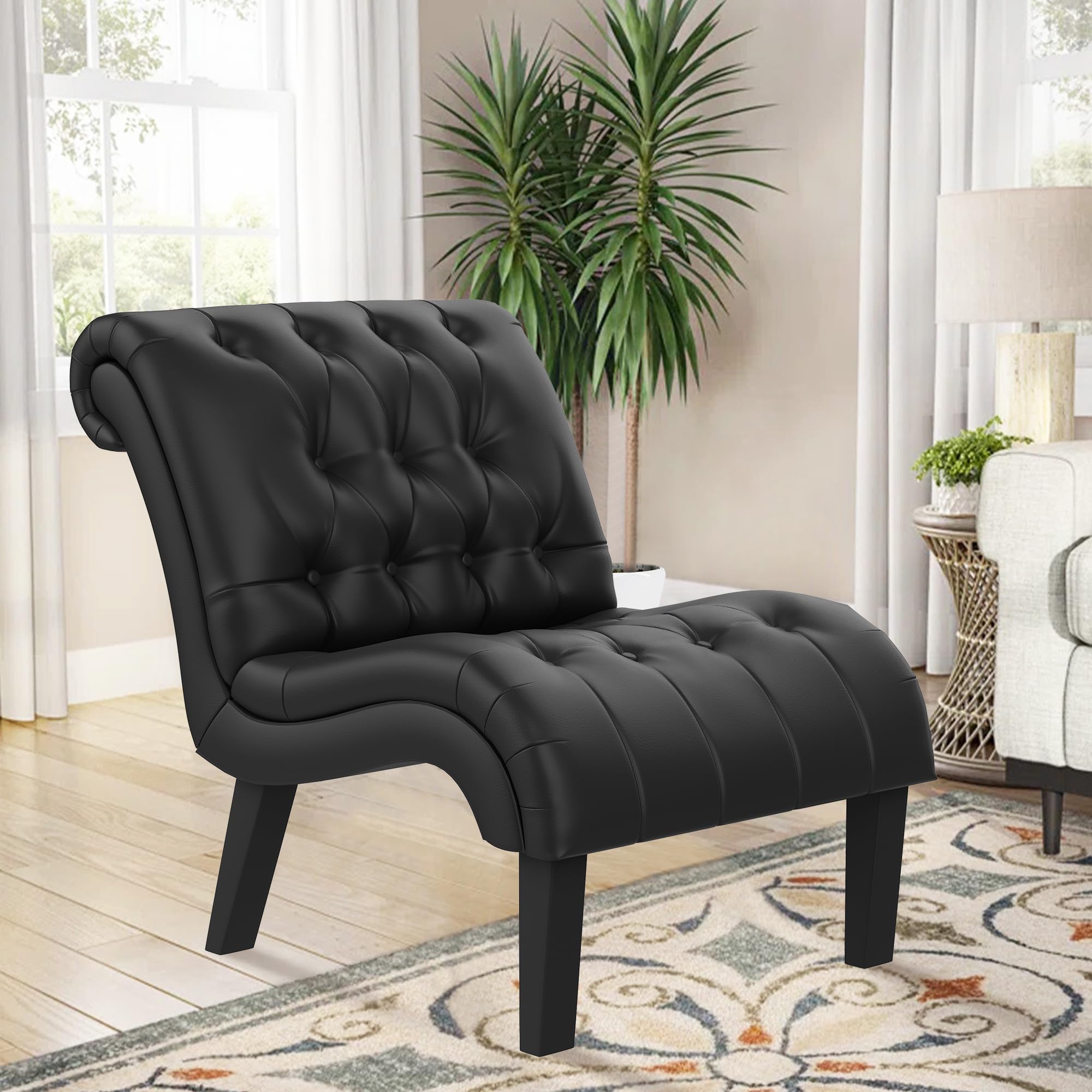 Black Faux Leather Occasional Chairs Faux Leather Accent Chair