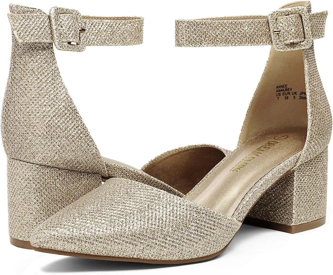 DREAM PAIRS ANNEE Pointed Toe Low Chunky Heels Pump Shoes - Image 6