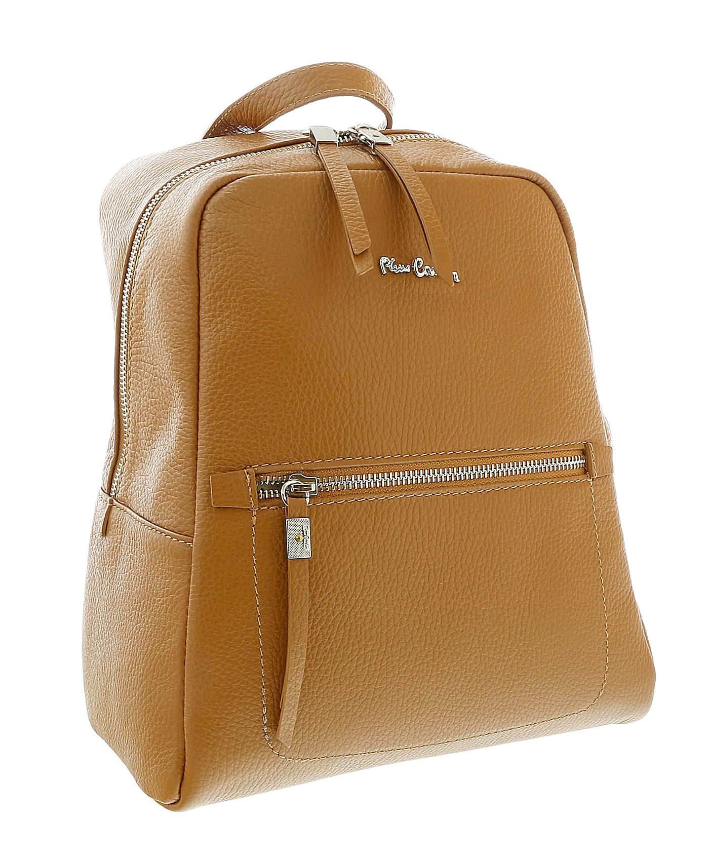 Pierre CardinCamel Leather Classic Medium Fashion Backpack for womens