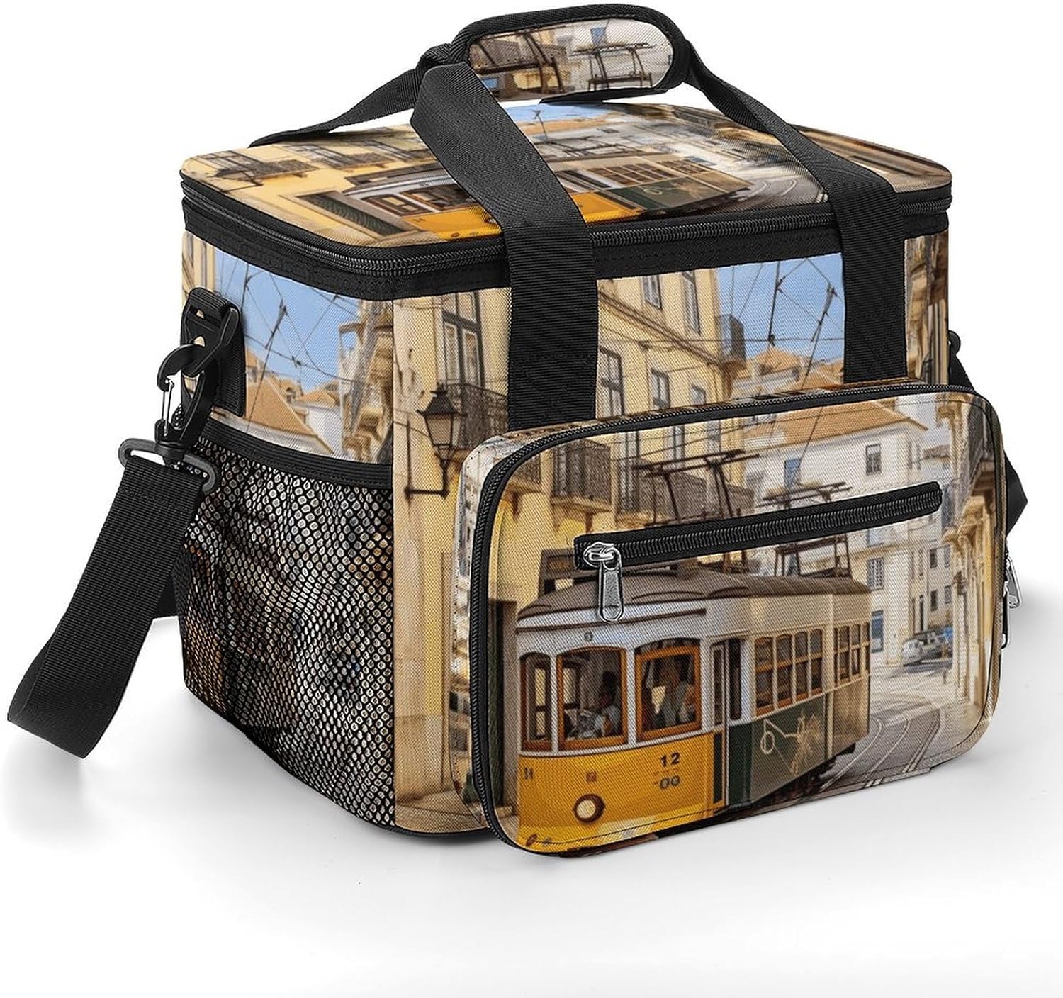 Lisbon Tram Cooler Bags Portable Soft Cooler Bag Lightweight Ice Chest Insulated Lunch Bags Camping Cooler Bag Cooler Lunch Tote Coolers for Picnic Travel Beach