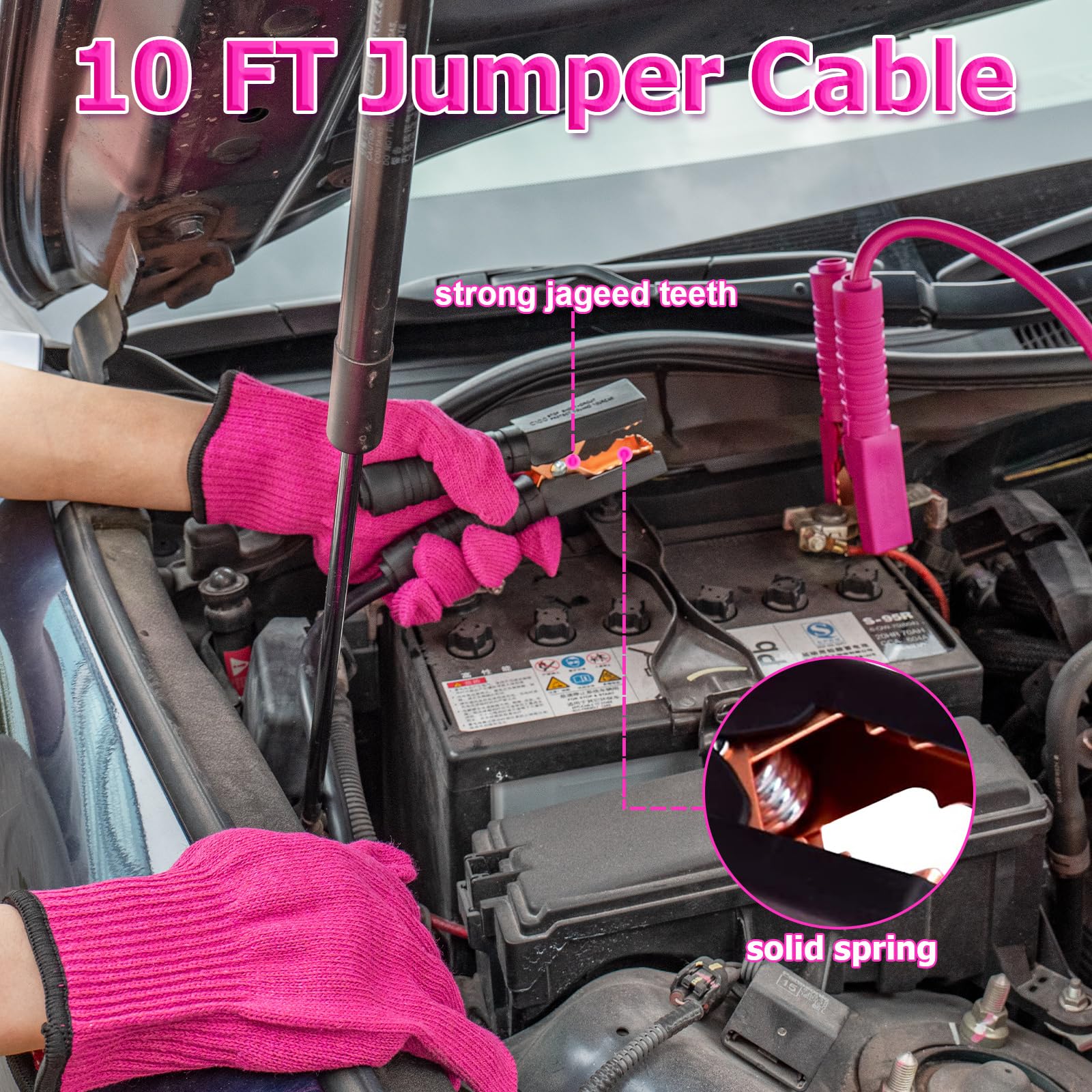 Kit di emergenza per auto da donna, kit di assistenza stradale di emergenza rosa con kit di sicurezza auto rosa, accessori per auto premurosi pronti per nuovi conducenti e avventurieri