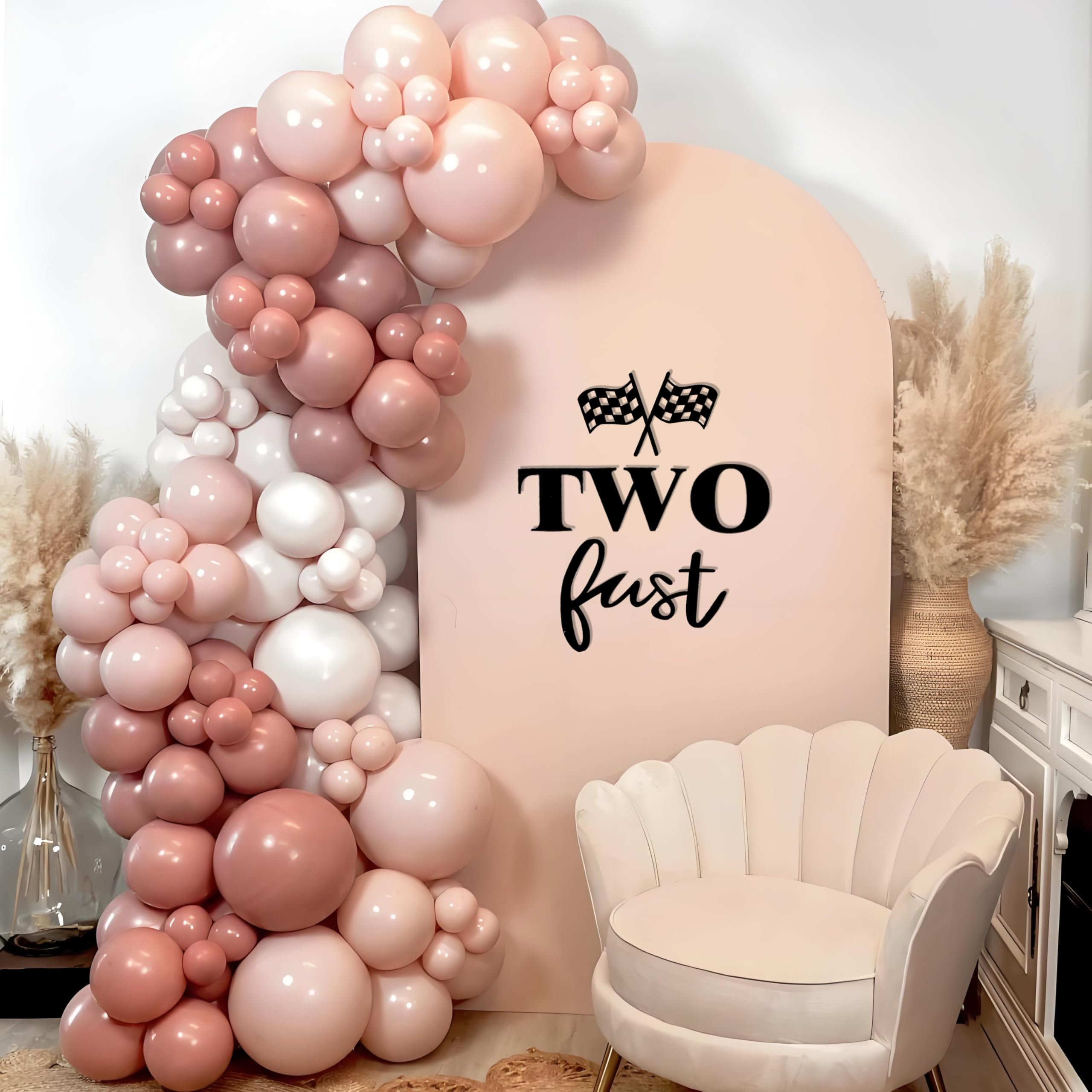 Two Fast 2th Birthday Sign for Backdrop, Race Car Theme Felt Second Fast Birthday Decorations for Boys, Checkered Flags Black Racing Banner Two Fast