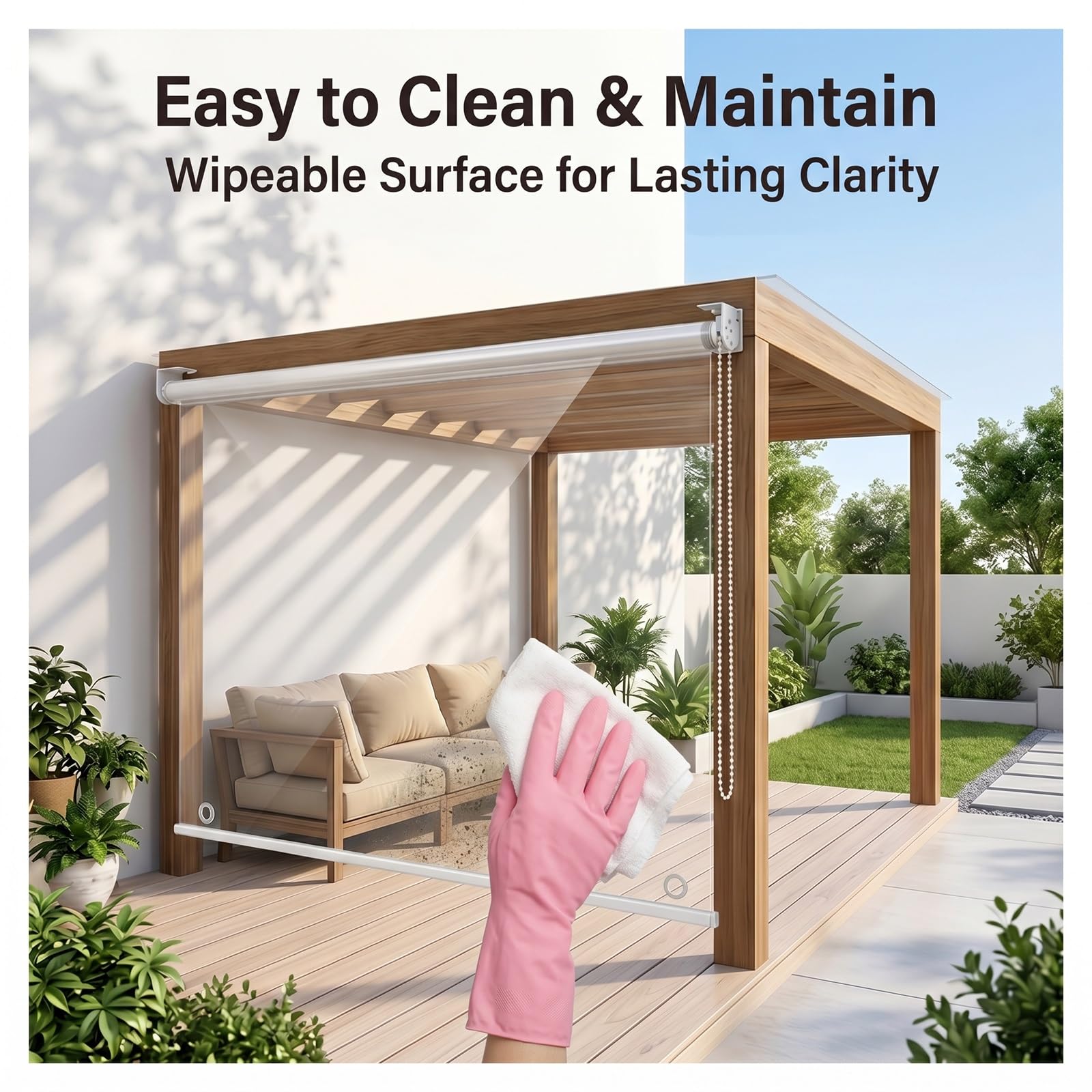Stores enrouleurs Transparents et imperméables，Rideau Enrouleur Vinyle Transparent résistant，pour Chambres,Salle Bain,Bureaux，Personnalisable，Facile à Installer(W110*H200cm/W43.30*H78.74in)