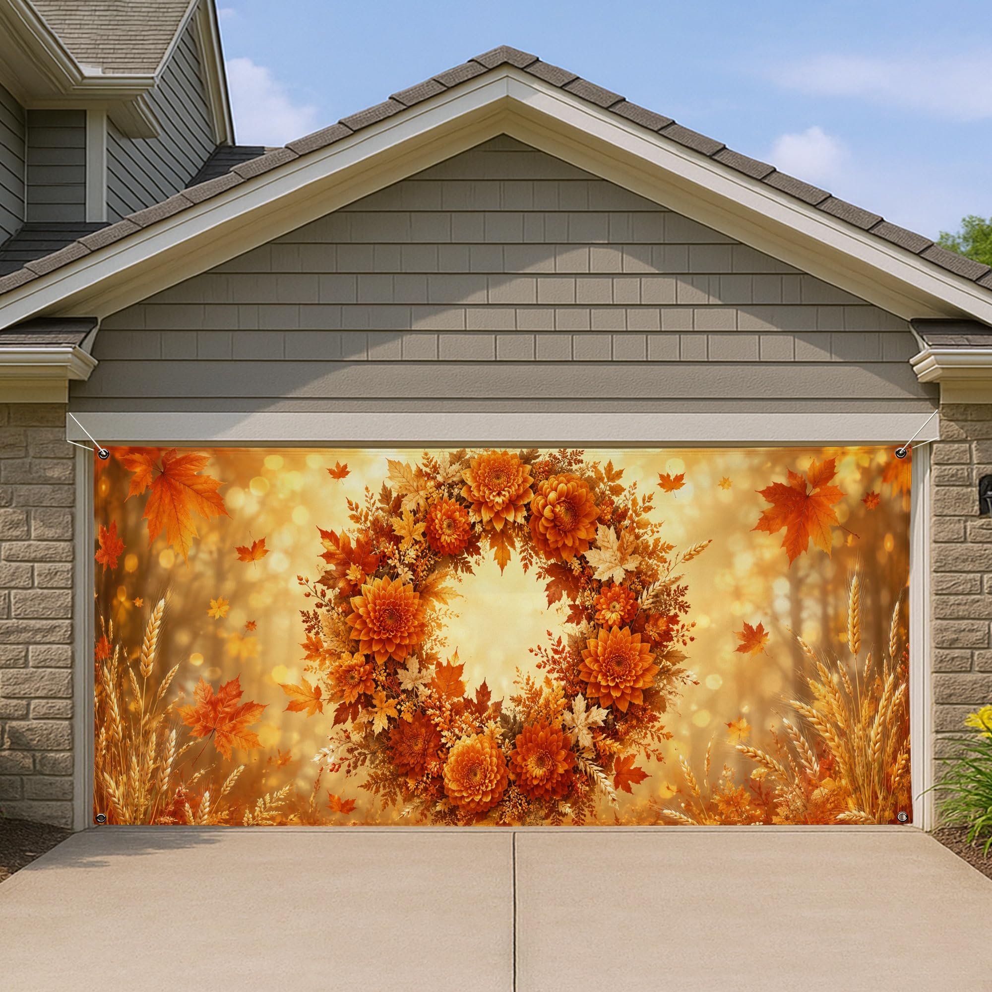 Couronne de porte de garage pour habiller une grande toile de fond de fête