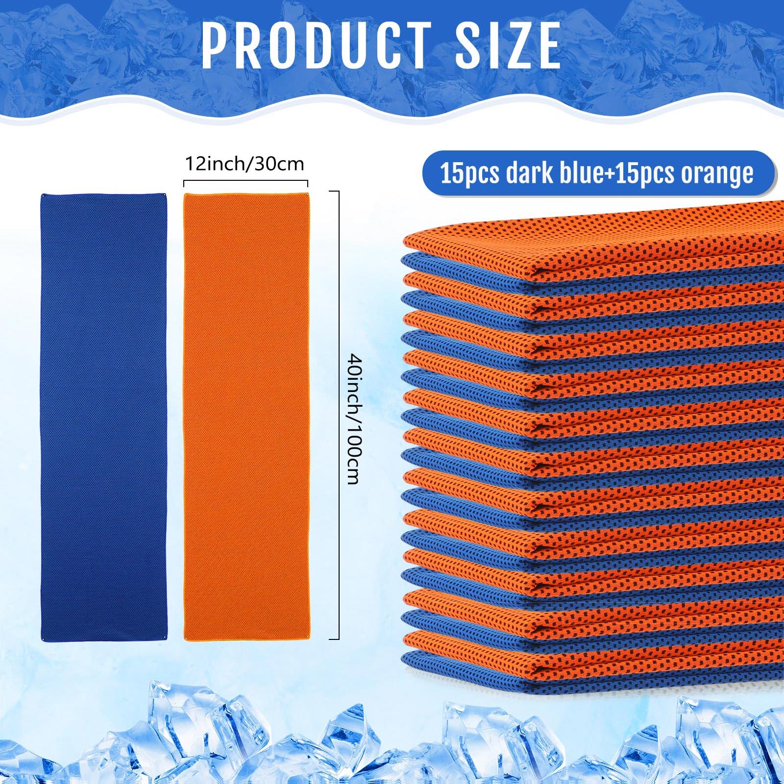 Confezione da 30 Asciugamani rinfrescanti 40"x12" Ghiaccio Traspiranti Morbidi Freschi Panni in Microfibra per Allenamento in Palestra Asciugamani rinfrescanti per Collo e Viso per Yoga Golf Sport Co