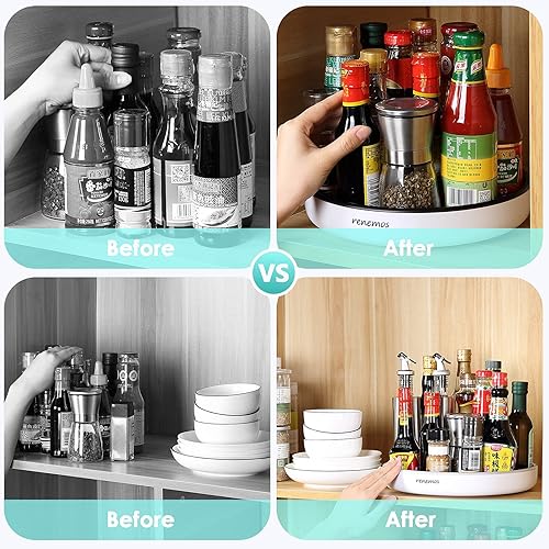 Miniatura 2 de Organizador Lazy Susan para despensa  Armario grande de 12 pulgadas Lazy Susan, giratorio suave de 360 grados, antideslizante, gabinete de cocina