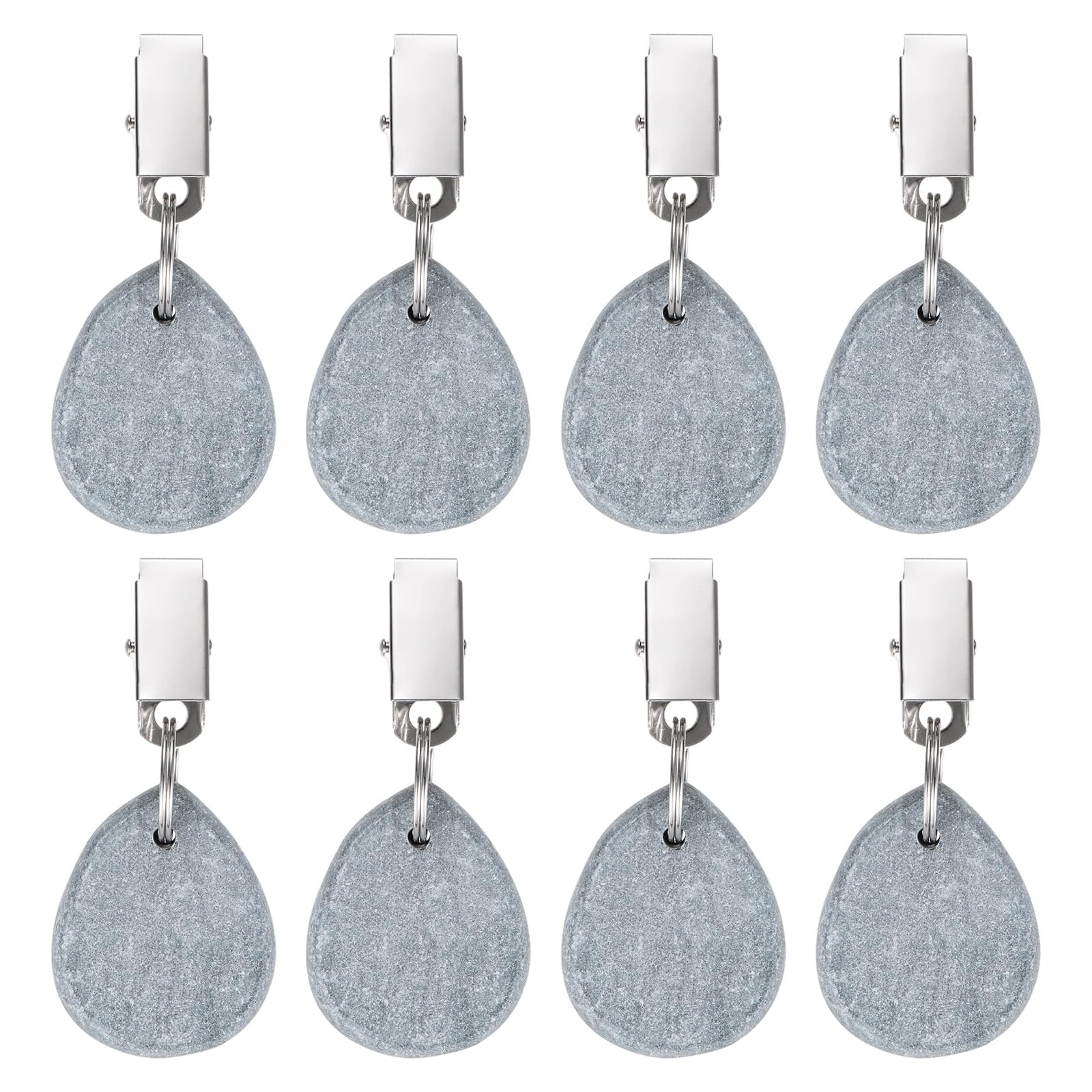 M METERXITY 8-Pack Tablecloth Weights, 3.15 Inch Marble Table Cover Weights with Metal Clips for Decoration/Outdoor Picnic/Family Dinner Party, Table Cloth Hangers [Gray, Drop]