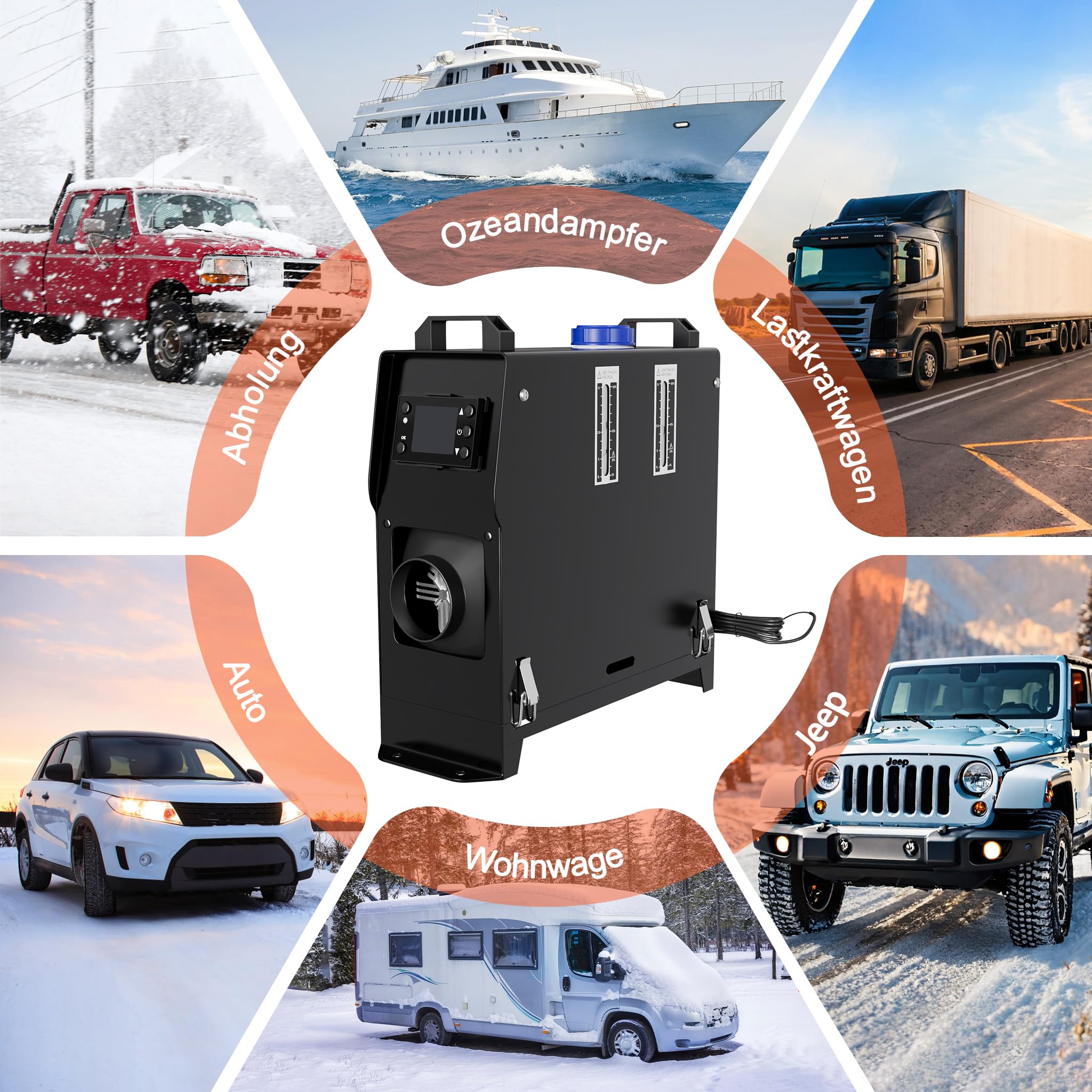 LZQ Chauffage diesel de stationnement Chauffage diesel à air, tout en un 8 kW 12 V Chauffage de stationnement à carburant avec télécommande, écran LCD et silencieux pour voiture, remorque, camion