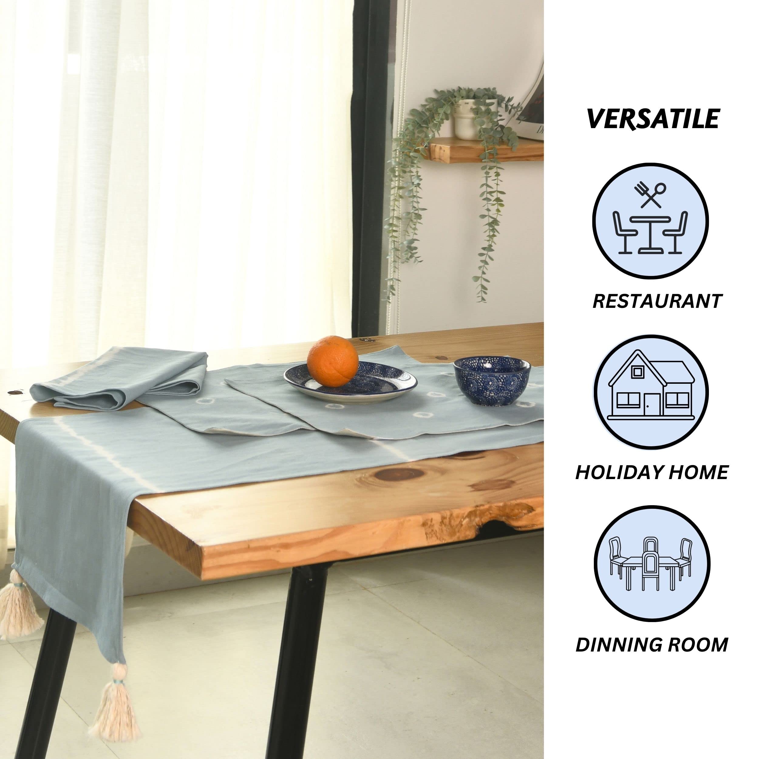 Folkulture Table Runner - Dusty Blue -4