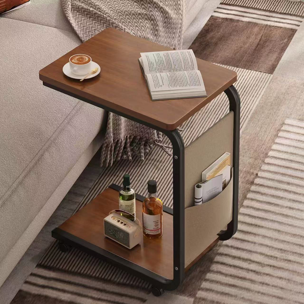 Amazon｜【組み立て簡単】サイドテーブル キャスター付き ベッドサイド