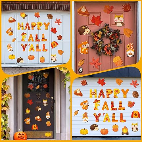 Miniatura 7 de 30 piezas de decoración de puerta de garaje de otoño, imanes magnéticos de hojas de arce de calabaza, calcomanías de calabaza Happy Fall Y'all,