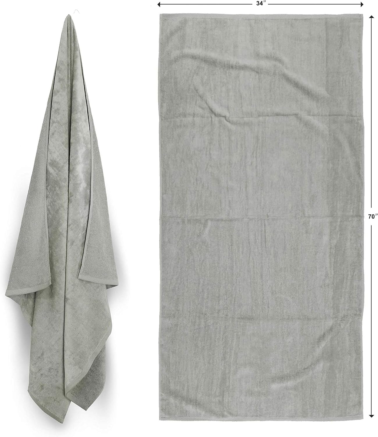 Royal Comfort 32x64 Solid Color Cool Gray (4 per Pack) Terry Velour Beach Towel. Made with 100% Cotton Weighing at 16.0 lbs per doz. Why Settle for Polyester get The Real Thing!