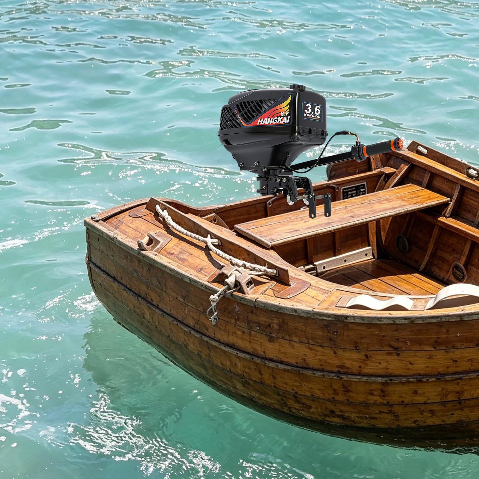 3.6 Cv Motore per Sup, 2.6 Kw Motore Elettrico Barca per Gommone, Avviamento Manuale, Altezza Specchio 42cm, 55cc, 2 Tempi, Motorino Sup per Barche da Pesca e Piccole Imbarcazioni (Grigio)