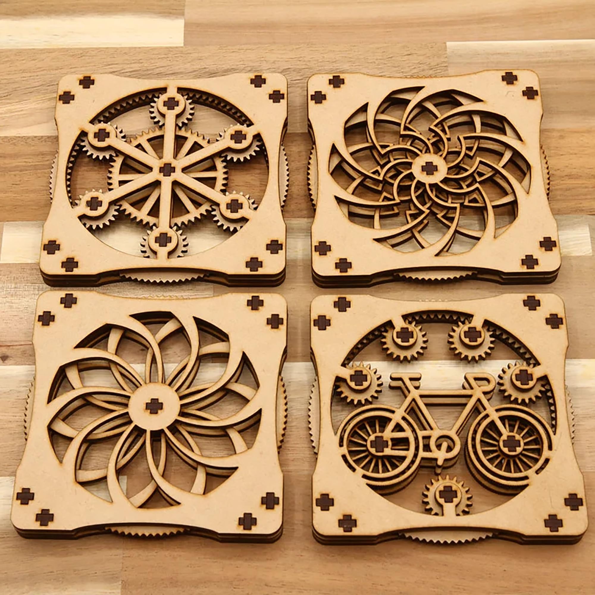 Cliths Wooden Kinetic Coaster Handcrafted Fidget Spinner for Home Decor DIY Paintable Wooden Cutout Stress Relief Toy & Gift for Kids, Family, Friends, Adults 3