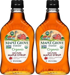 Maple Grove Farms Organic Pure Maple Syrup, Grade A Amber, 8.5 Ounce, (Pack of 2)