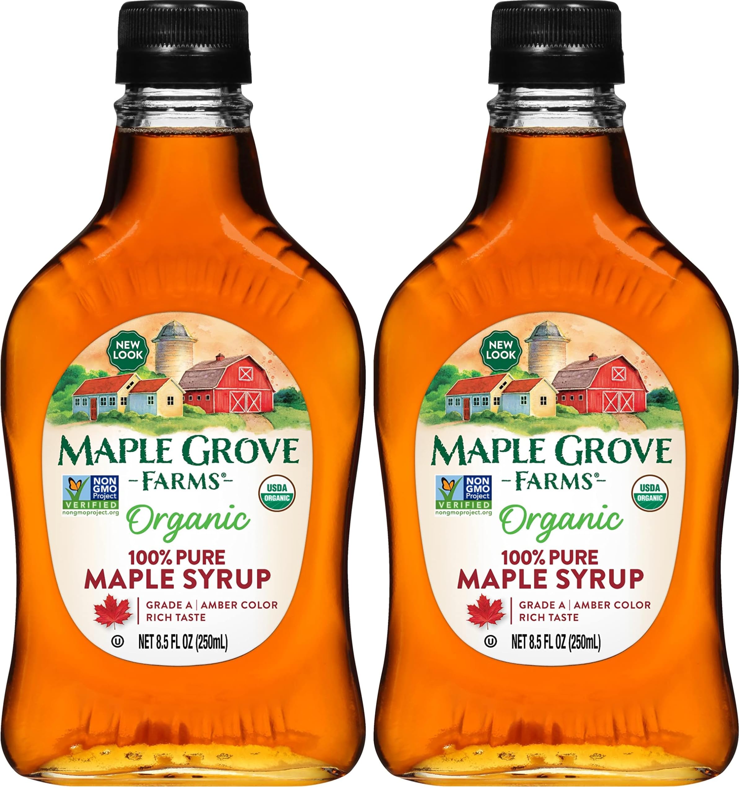 Maple Grove Farms Organic Pure Maple Syrup, Grade A Amber, 8.5 Ounce (Pack of 2)