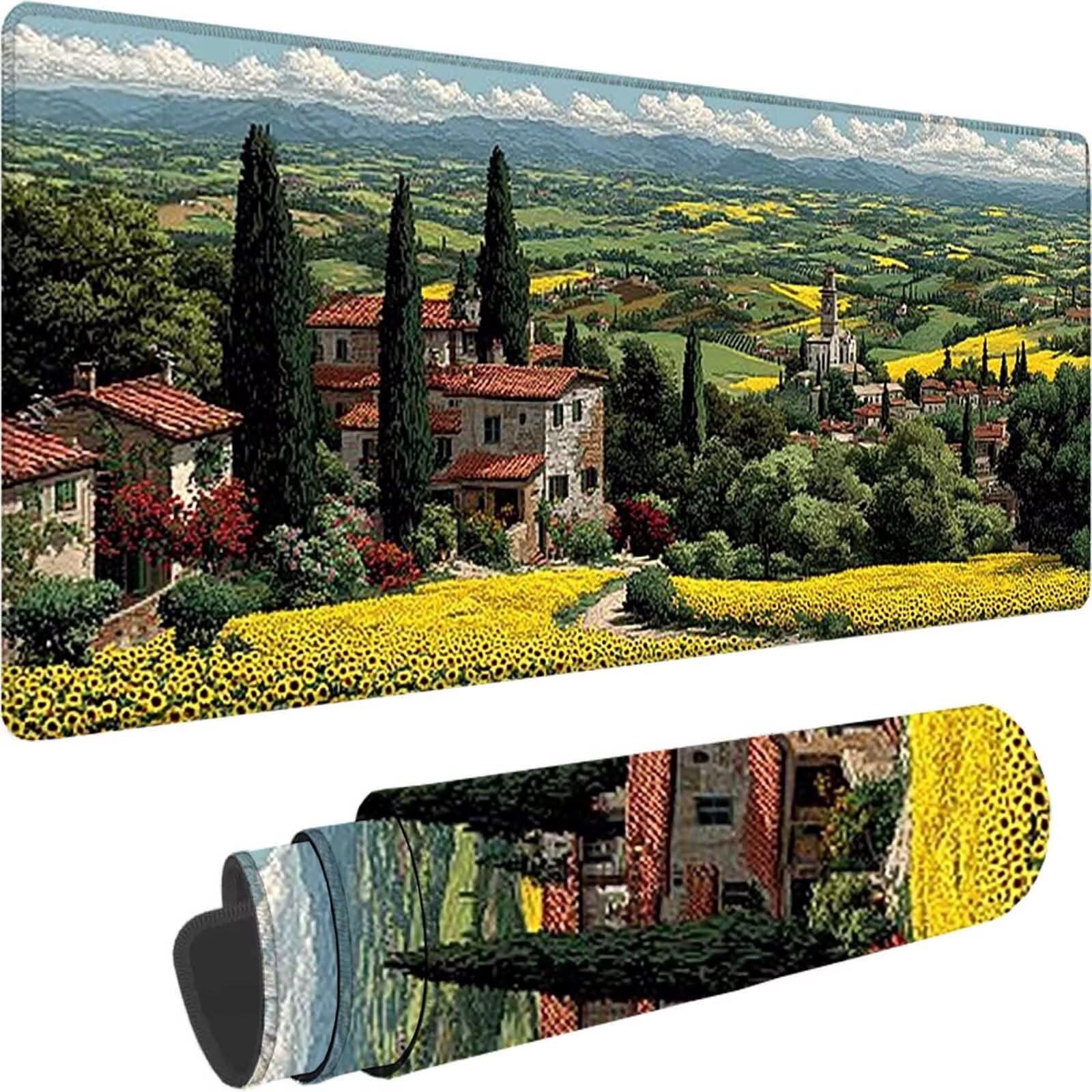 Zielona podkładka pod mysz do gier, duża podkładka pod mysz XXL 1200 x 600 x 3 mm, podkładka pod mysz krajobrazową do klawiatury i biura, akcesoria do gier, zmywalna, poprawia precyzję i szybkość dla