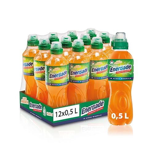 Energade, Bevanda Reintegrante 12x0,5L, Gusto Arancia, Con Sali Minerali, Perfetta Per L'Attività Fisica, Tappo Push&Pull, Formato Sportivo per Idratazione in Movimento - Arancia - 0,5 l (Confezione da 12)