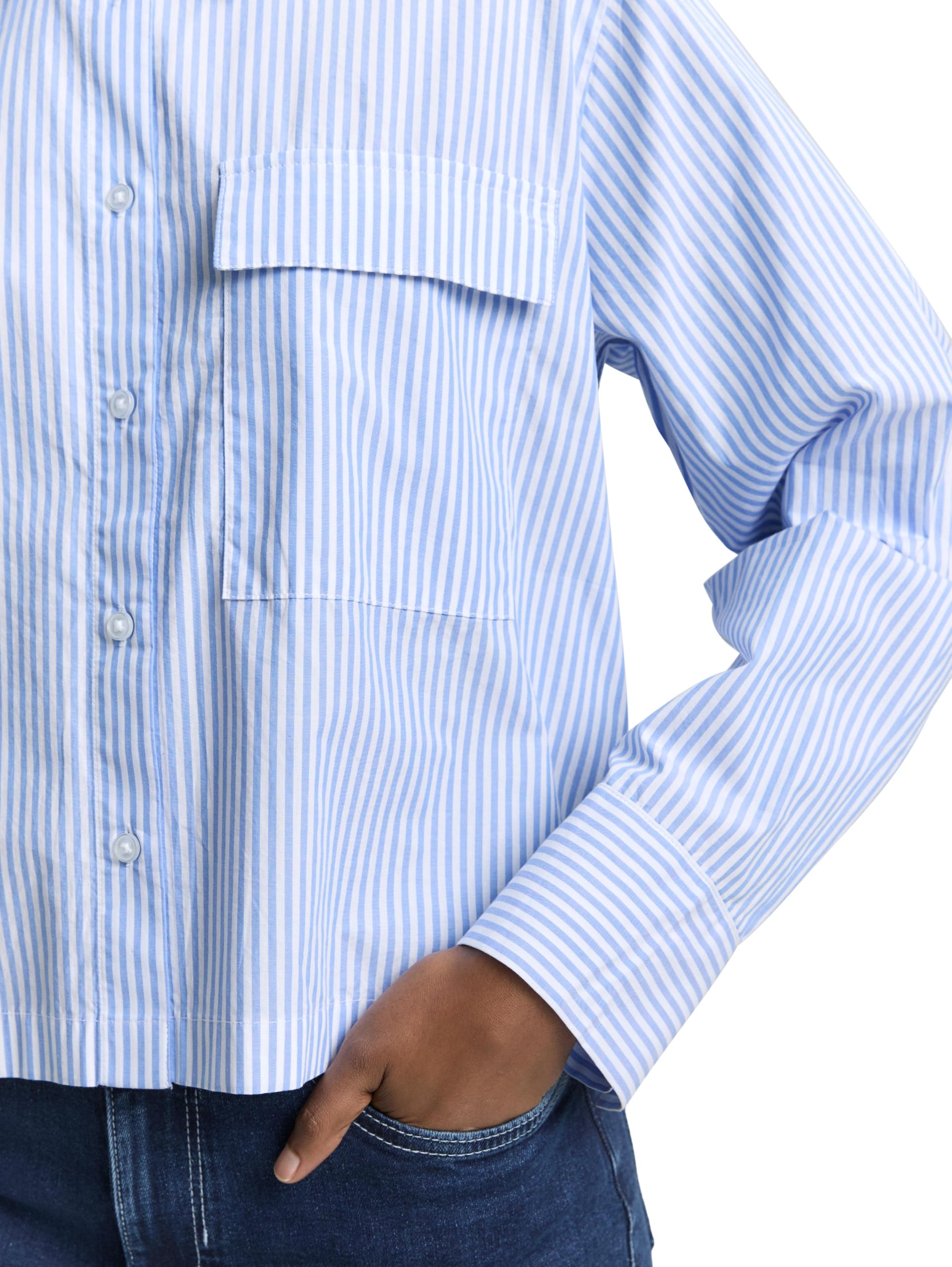 TOM TAILOR Denim Damen Boxy Fit Hemdbluse aus Baumwolle
