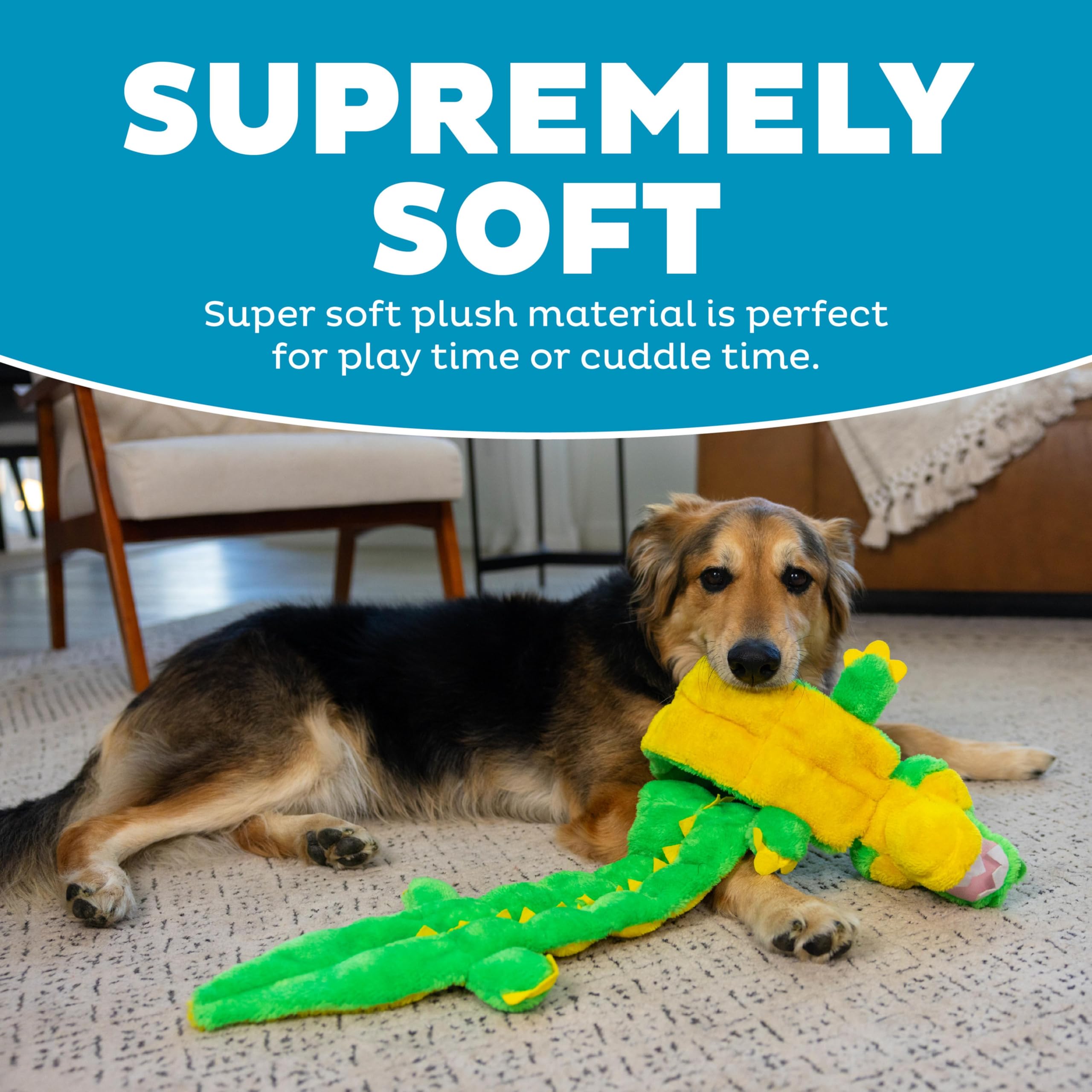 Outward Hound Kyjen 32037 Squeaker Matz Alligator mit 32 Quietschelementen Plüsch Quietschspielzeug Hundespielzeuge, Größe XL, Grün